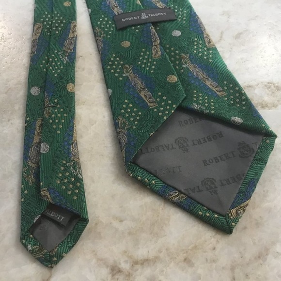 ROBERT TALBOTT GREEN GOLF SILK TIE - Picture 11 of 11